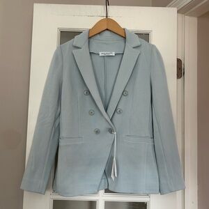 NWT Amina Rubinacci Elsa Blue Iceberg 100% Cotton Blazer Jacket Size 42 (US 6)